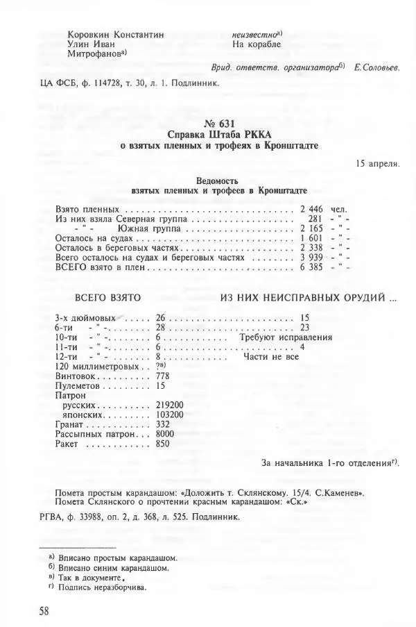 Сборник документов - Кронштадская трагедия 1921 года. Документы. В 2-х томах. Том 2 - Страница № 62 Сборник документов - Кронштадская трагедия 1921 года. Документы. В 2-х томах. Том 2 - Страница № 62