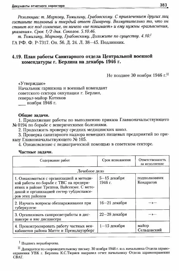 Сборник документов - Деятельность советских военных комендатур по ликвидации последствий войны и организации мирной жизни в Советской зоне оккупации Германии. 1945-1949 - Страница № 385