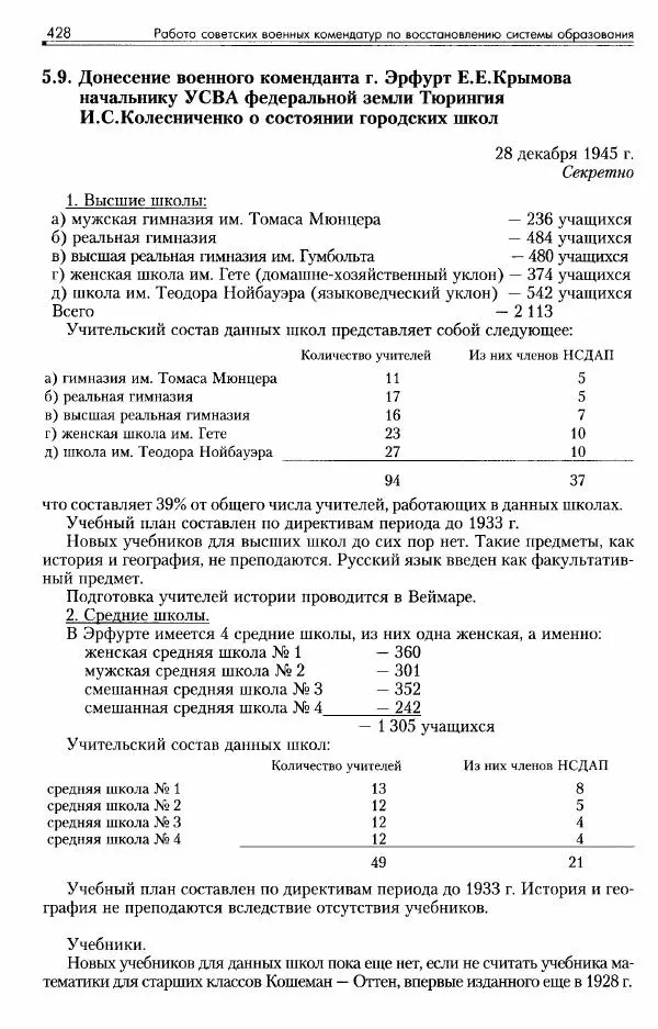 Сборник документов - Деятельность советских военных комендатур по ликвидации последствий войны и организации мирной жизни в Советской зоне оккупации Германии. 1945-1949 - Страница № 430