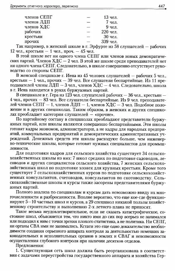 Сборник документов - Деятельность советских военных комендатур по ликвидации последствий войны и организации мирной жизни в Советской зоне оккупации Германии. 1945-1949 - Страница № 449