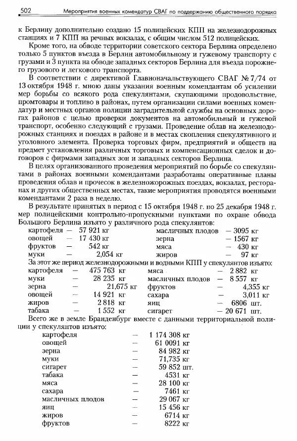 Сборник документов - Деятельность советских военных комендатур по ликвидации последствий войны и организации мирной жизни в Советской зоне оккупации Германии. 1945-1949 - Страница № 504
