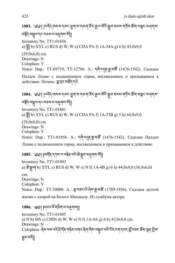 Коллектив авторов - Каталог тибетских тантрических сочинений: ИМБТ СО РАН - Страница № 423 Коллектив авторов - Каталог тибетских тантрических сочинений: ИМБТ СО РАН - Страница № 423